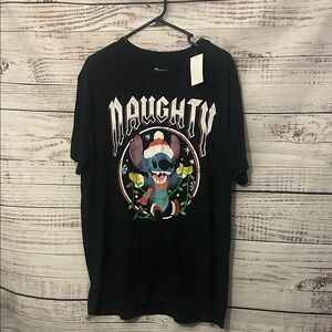 NWT Disney Black Naughty Christmas Stitch Short Sleeve Tee size XXL